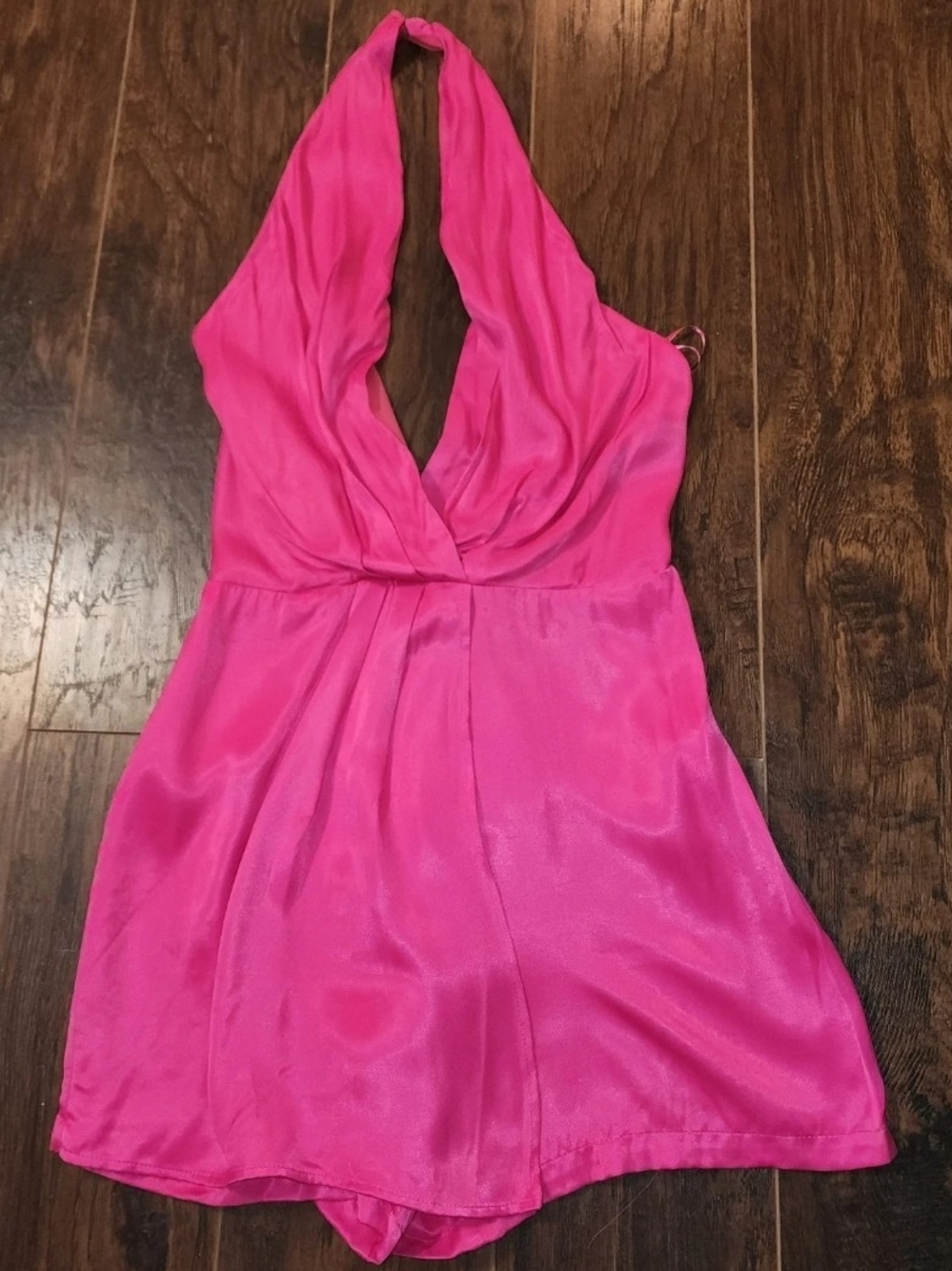 Zara Hot Pink Satin Halter Romper